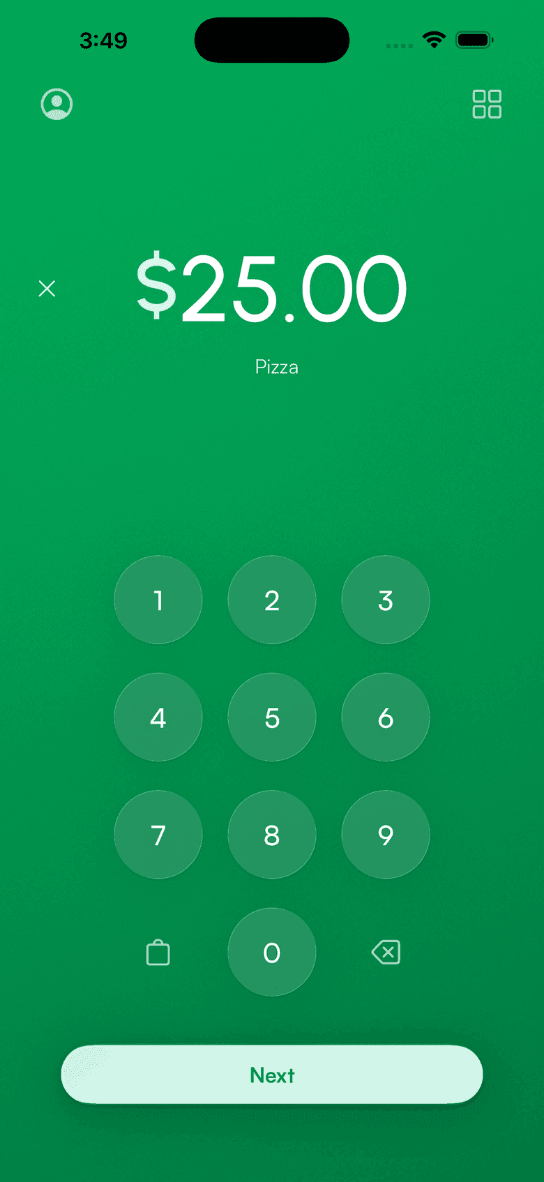 Payment for Stripe app - amount entry screen